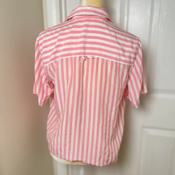 AYR The Pool Boy Shirt Pink & White Stripe Silk Blend Size Small - Picture 6 of 7